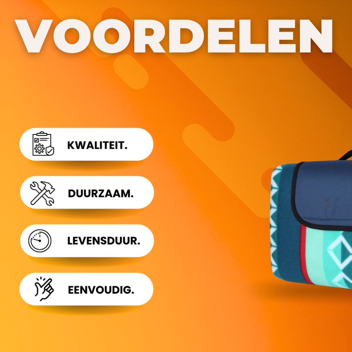 Picknickdeken - Picknickkleed - Strandlaken - Plaid - Voor Camping, Reizen & Outdoor Activiteiten - Waterdicht en Opvouwbaar met Handvat - Groot Formaat, Lichtgewicht - Groen - 200x200cm