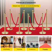 Luxe afzetkoord - 6 meter - Afzetpalen - Afzetlint - Wachtrij Stanchion Barrières - 8-delig