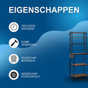 Opbergkast - Keuken orginazer - Wandkast – Voor keuken / woonkamer – Met stopcontact – Rustic brown - Maat L