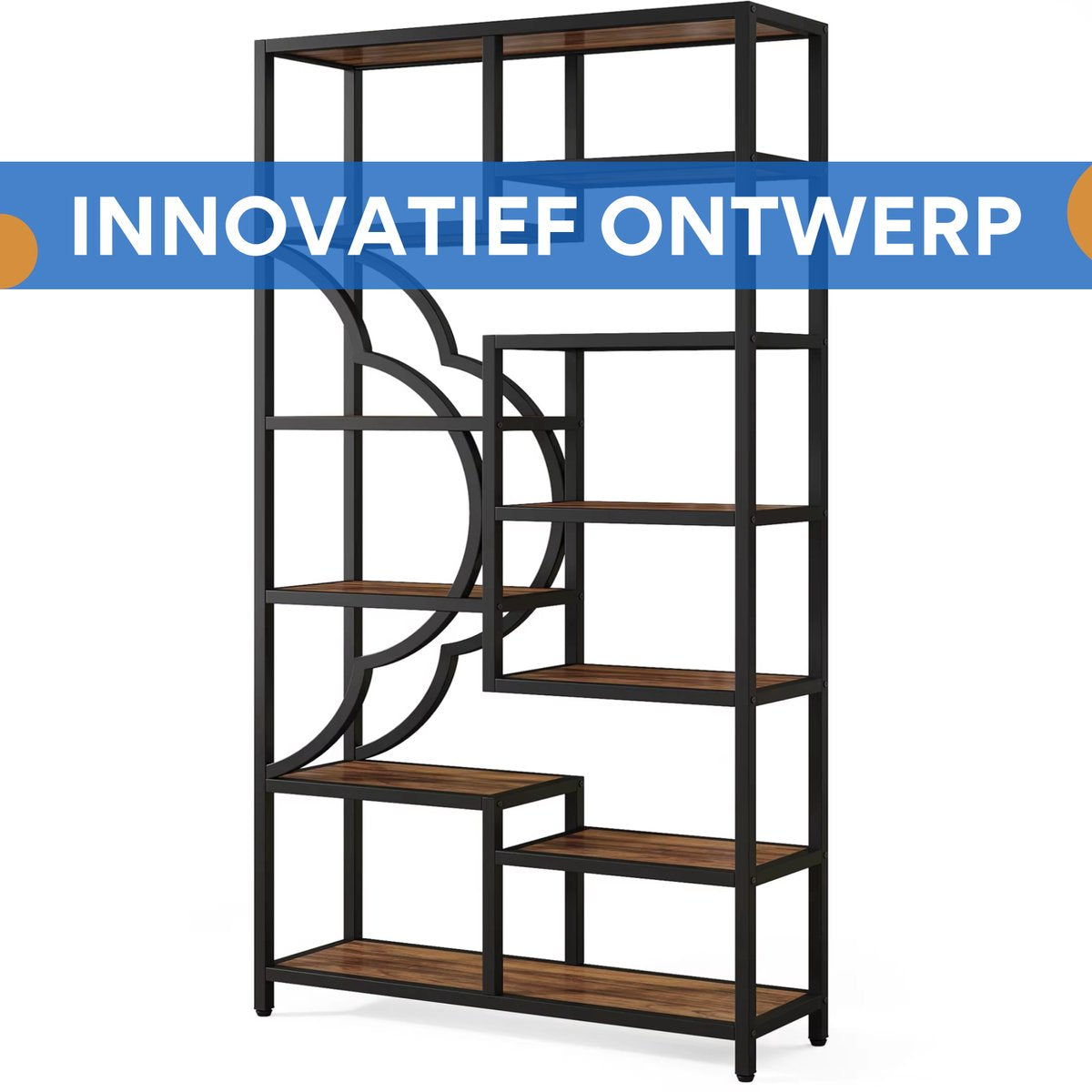 Boekenkast Martino - Vakkenkast 180cm - Opbergkast - 11 lagen - Boekenrek - Woonkamer, slaapkamer, kantoor