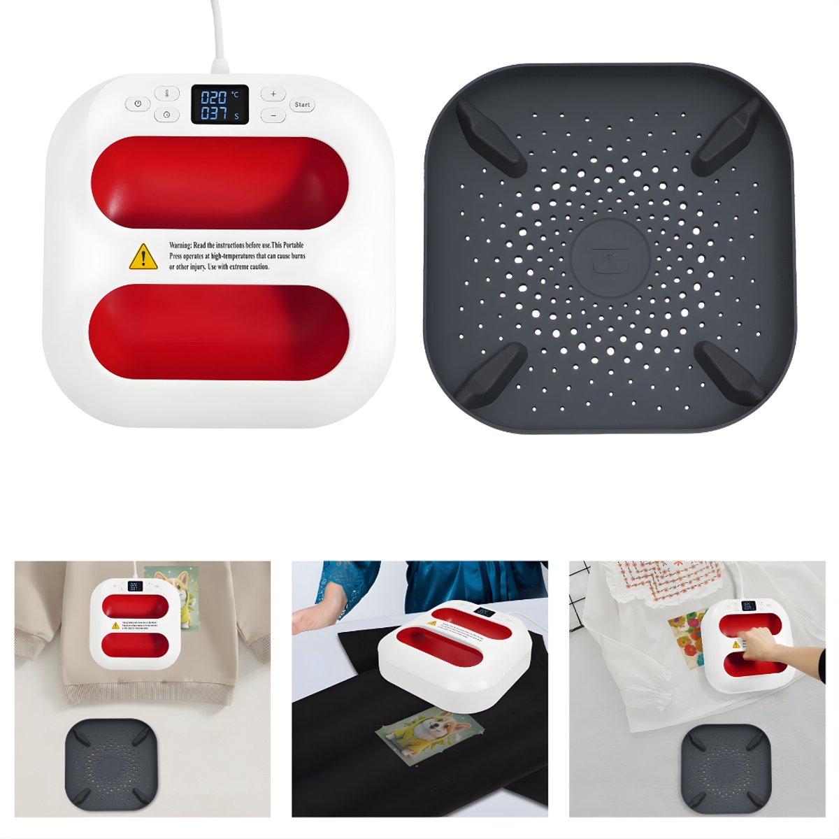 Mini warmtepers- Hittepers - Persmachine - Voor Thuis- en Hobbygebruik - Draagbare Hot Stamping Machine - Rood