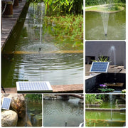 Zonnepaneel voor vijverpomp - Zonne-energie - Voor vijverfontein & tuin - 5W - 4 verschillende mondstukken - Max. 60 cm Hoogte, 250 l/u