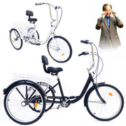 Driewieler Zyrell - Voor volwassenen - 6 versnellingen - Fiets voor senioren - 24 Inch - Met mand - Voorrem - Wit