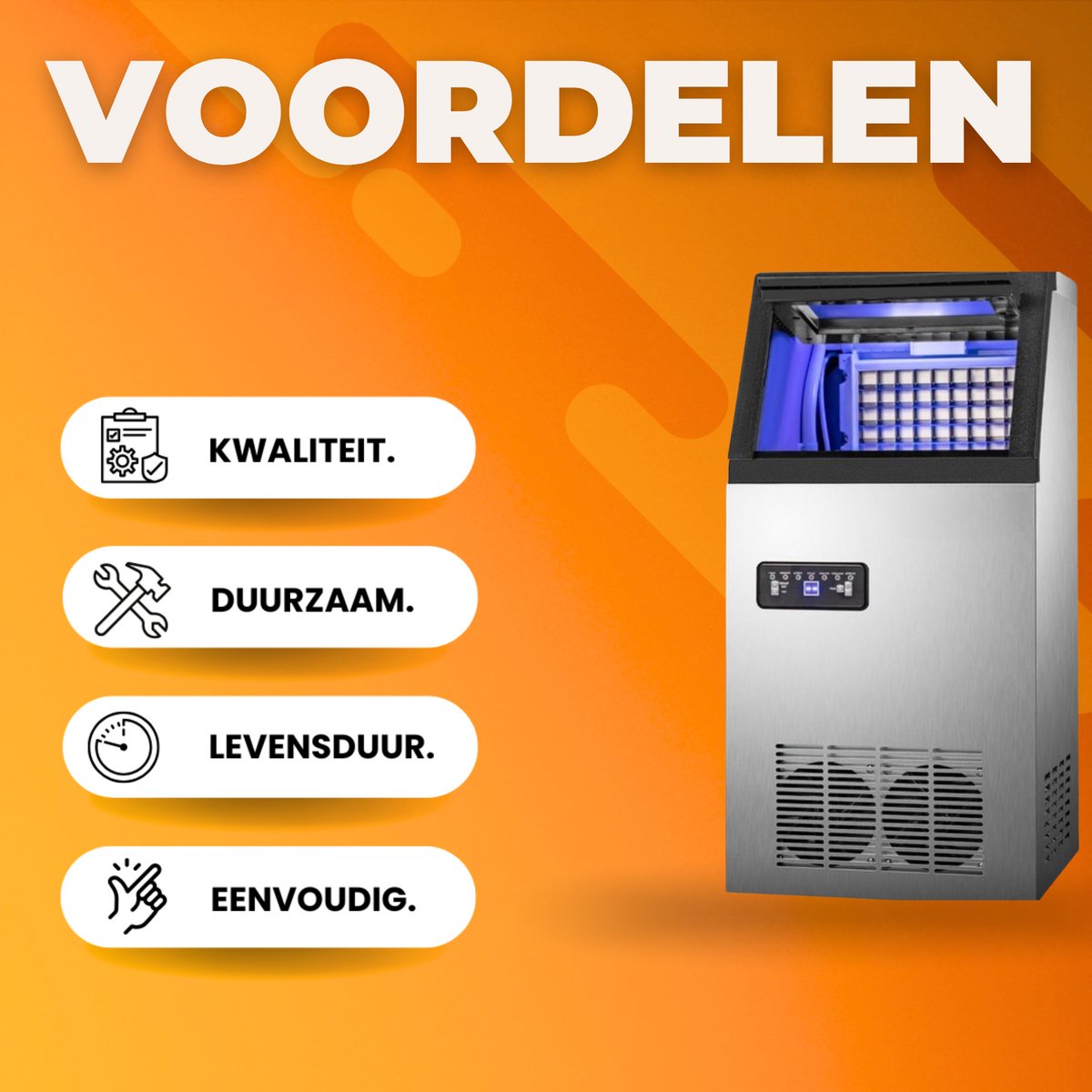 Ijsblokjesmachine Deluxe - Kubus Ijsmachine 68KG/24 uur - Commerciële Ijsklontjes
