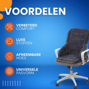 Bureaustoel kussen Tavien - Rugkussen - Ergonomisch - Universeel - Zwart/grijs