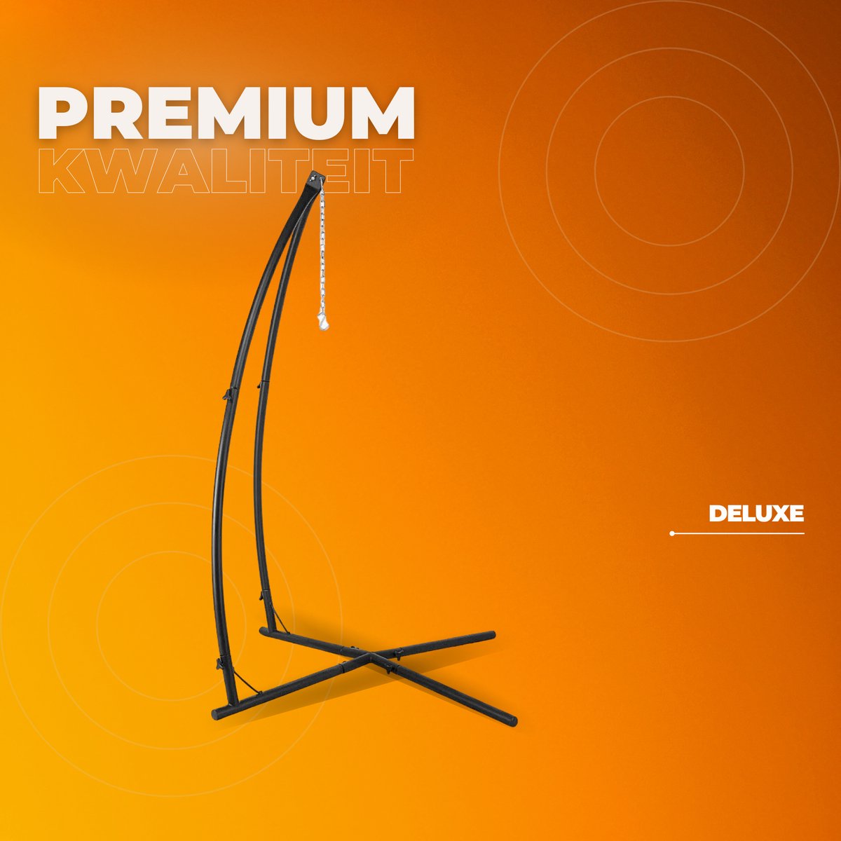 Metalen Hangstoel Hangmat C-Standaard - Egg hangstoel Chair - Schommel - Voor Buiten, Terras en Balkon - Schommelstandaard voor Veranda en Stoel - 150 kg Capaciteit - 360° Rotatie