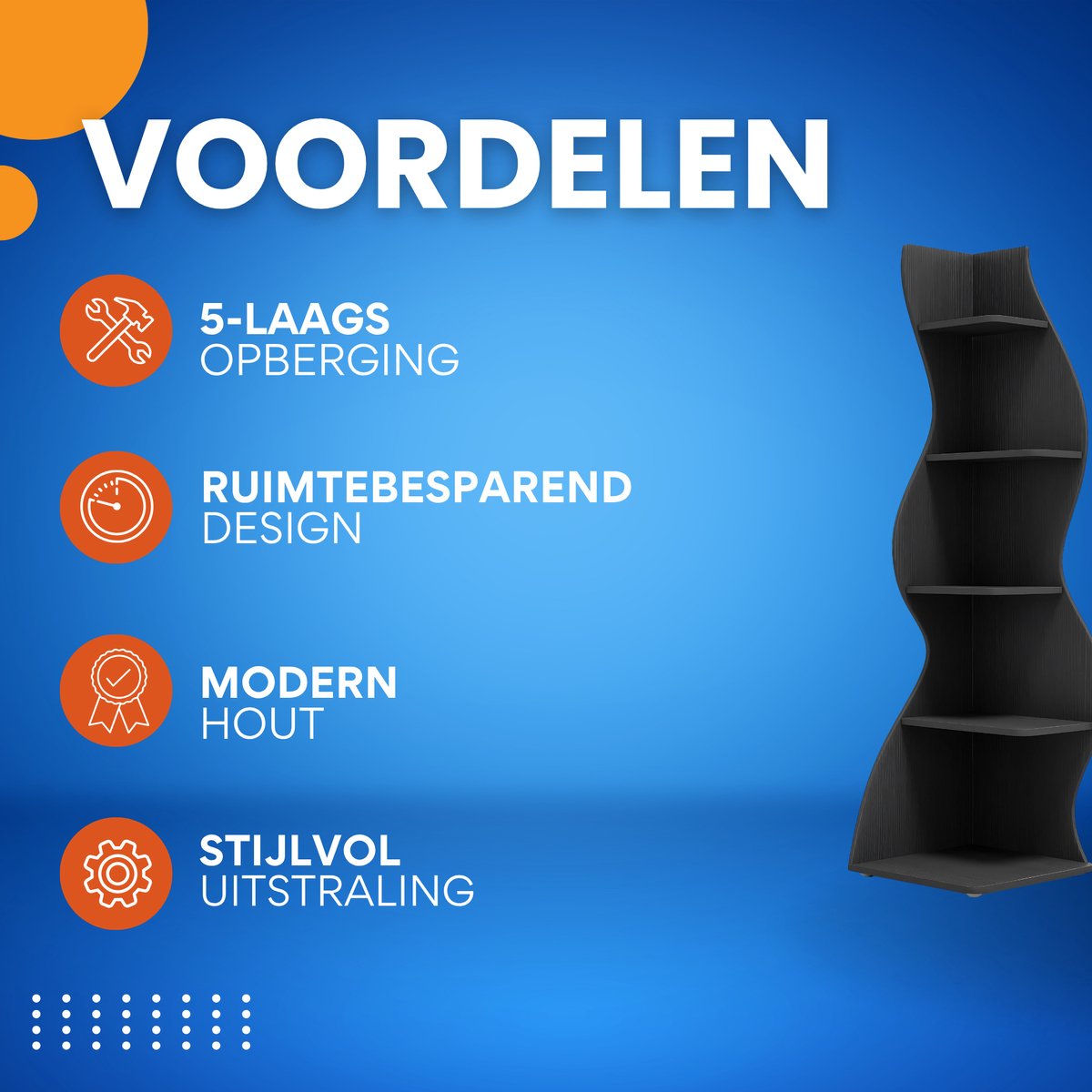 Moderne boekenkast 5 lagen - Zwart - Boekenrek - Woonkamer, slaapkamer en kinderkamer - Hout - 180cm