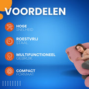 Verkoelend zwangerschapskussen - Ergonomisch - Lichaamskussen - Body pillow - Zijslaapkussen - Voedingskussen - Voor zijslapen - Roze