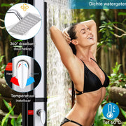 Vrijstaande Buiten Douche - Zwart - Tuindouche - Sauna douche - 360° Zonne-energie Douchekop en Voetspoeluitloop - Temperatuurgestuurd tot 60°C - Met Deksel - 60L
