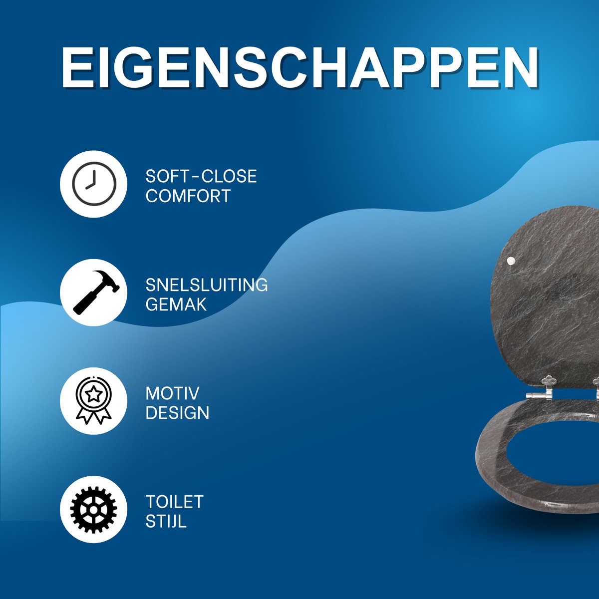 WC-bril - Toiletbril – Voor Toilet & Badkamer – Soft-Close - Grijs