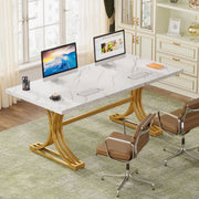 Bureau Aravon - Modern 180cm - Computerbureau Marmerlook - Voor Thuis of Werk