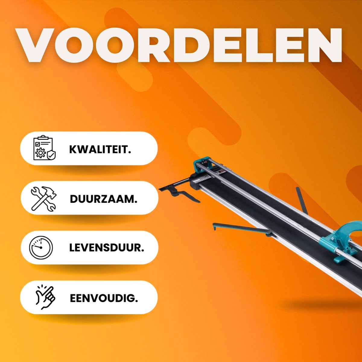 Tegelsnijder Brutal- 1200mm Snijlengte - Tegelsnijmachine - Tegelzaag - met Dubbele Rails - 25mm Breedte - Extra Snijwiel