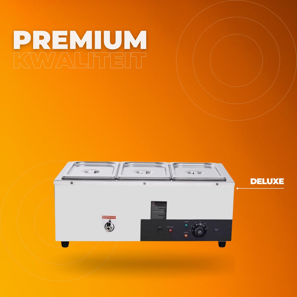 Buffetverwarmer - Chafing dish 3 x 8,8 liter - warmhoudschalen - Elektrisch voedselverwarmer - RVS - 1500W - Buffetbakken - Incl. Deksels & Aftapkraan - Horeca