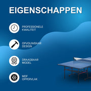 Professionele Opvouwbare Tafeltennistafel - Pingpongtafel - Voor Indoor & Thuisgebruik - MDF Speeloppervlak - Dikte 25mm