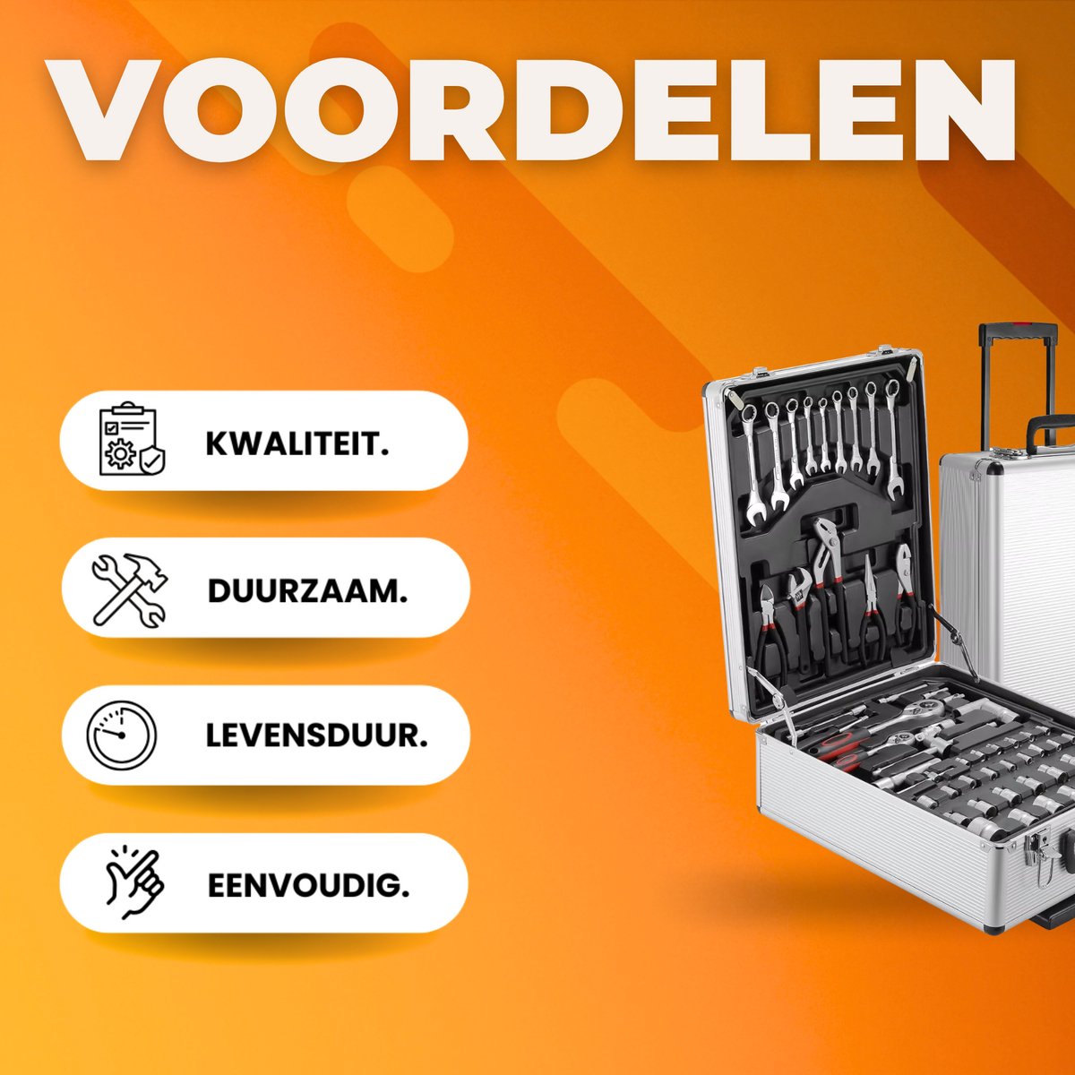 Gereedschapskoffer trolley gevuld - 799-delige - Sleutelset - Gereedschapset - Gereedschapskist - Gereedschapstrolley