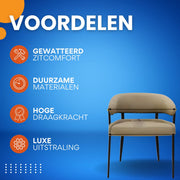Luxe Keukenstoelen - Set van 2 - Microvezelleer Eetkamerstoelen met Gestoffeerde Zitting - Voor Restaurant, Hotel of Kantoor