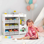 Speelgoedopbergkast – Kinderspeelkamer - Kinderboekenkast – Voor kinderen in kinder- of speelkamer – 9 opbergruimtes voor speelgoed en boeken – Hout, wit