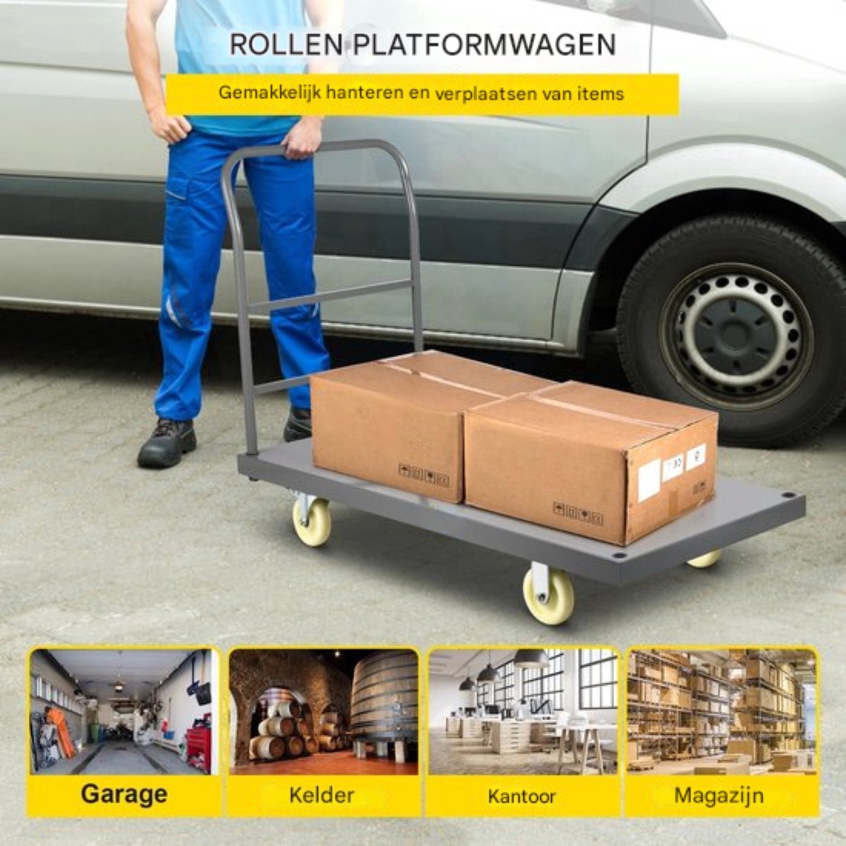 Platform truck - Trolley - Winkel kar - Winkelwagen met nylon wielen