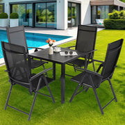 Tuintafel Zyrell - Buitentafel - Eettafel buiten - Weerbestendige Terrastafel - Rechthoekige Aluminium Tafel - 75x75x73 cm - Voor Tuin en Achtertuin - Zwart
