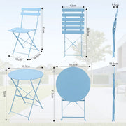 Bistroset 2 persoons - Metaal - Tuinset - Met bistrostoeltjes - 3-delig - Tuintafel - Blauw