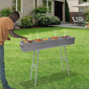 BBQ-grill - Voor camping - Draagbare, opvouwbare houtskoolgrill - Grijs - 100*18*13cm