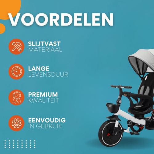 Baby driewieler Fioren 6-in-1 - Voor kinderen - Duwfiets met duwstang - Babyfiets - Loopfiets - Peuterfiets - Grijs