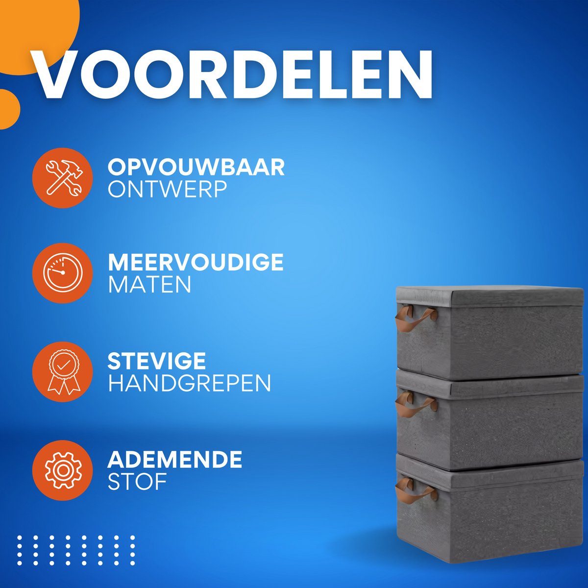 Opbergdozen Set van 3- Voor Kleding, Dekbed of Speelgoed - Opvouwbare Stoffen Opbergmand met Handvat en Deksel - 20L (3pcs)