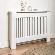 Radiatorombouw - 78x92 cm - Ombouw rooster - Horizontale panelen - MDF - Stijlvol - Grijs