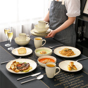 Lavish Serviesset - 16 delig - 4 persoons - Beige - Dinerborden - Bordenset - Diepe borden - Ontbijtborden - Servies – Grote inhoud