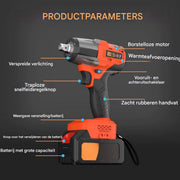 Accu-Slagmoersleutel 1/2 Inch - 550Nm Borstelloos Slagmoerpistool - Sterk & Snel - Inclusief 4 Dopsleutels & Batterij