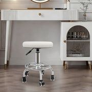 Draaikruk - Werkkruk - Kapperskruk - Tabouret - Voor Schoonheidssalons, Bars & Thuis - Met wieltjes - 150 kg Draagvermogen - Wit