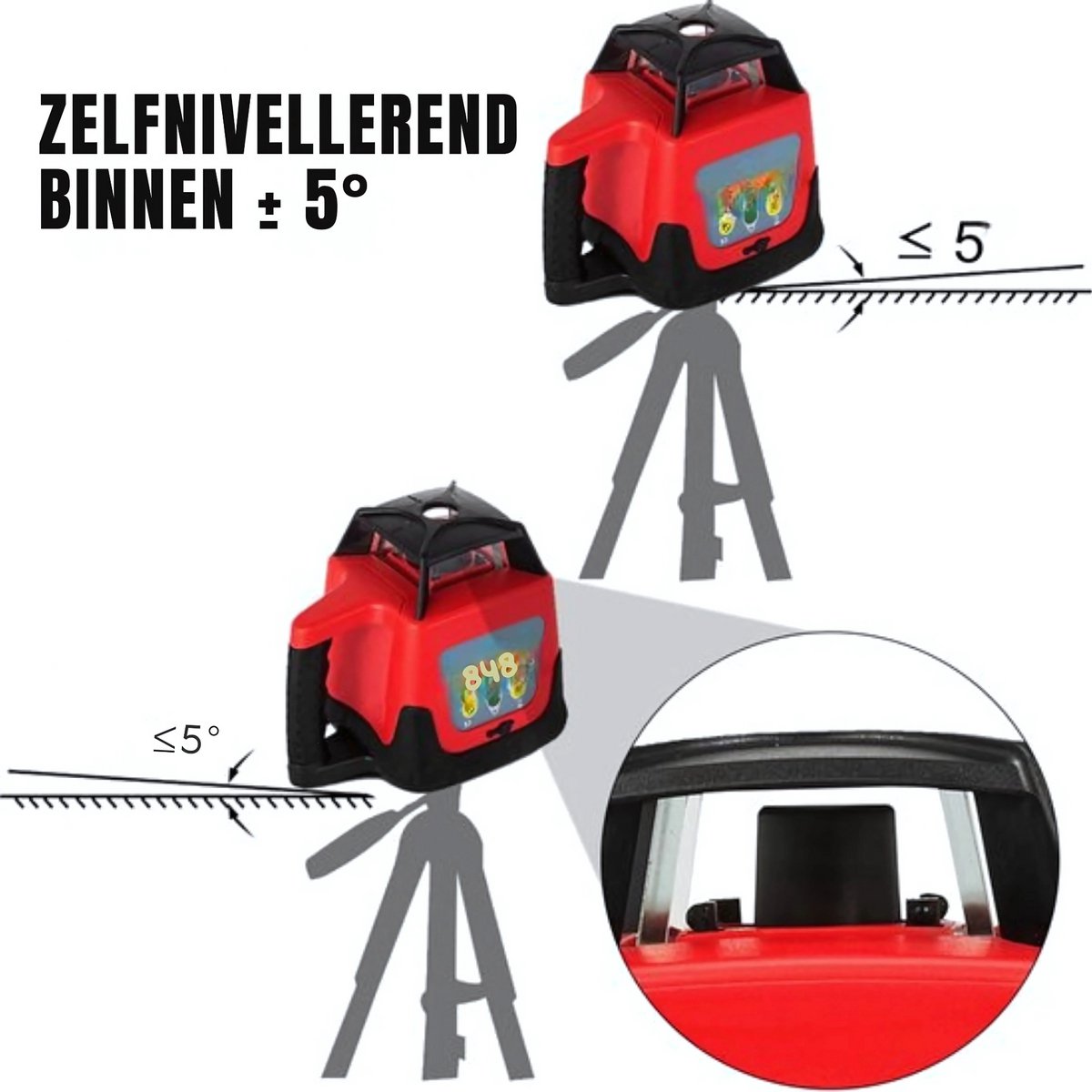 Bouwlaser PRO - Roterend - Zelfnivellerende kruislijn laser - Rotatielaser 360° Zondder statief - Waterbestendig meetinstrument
