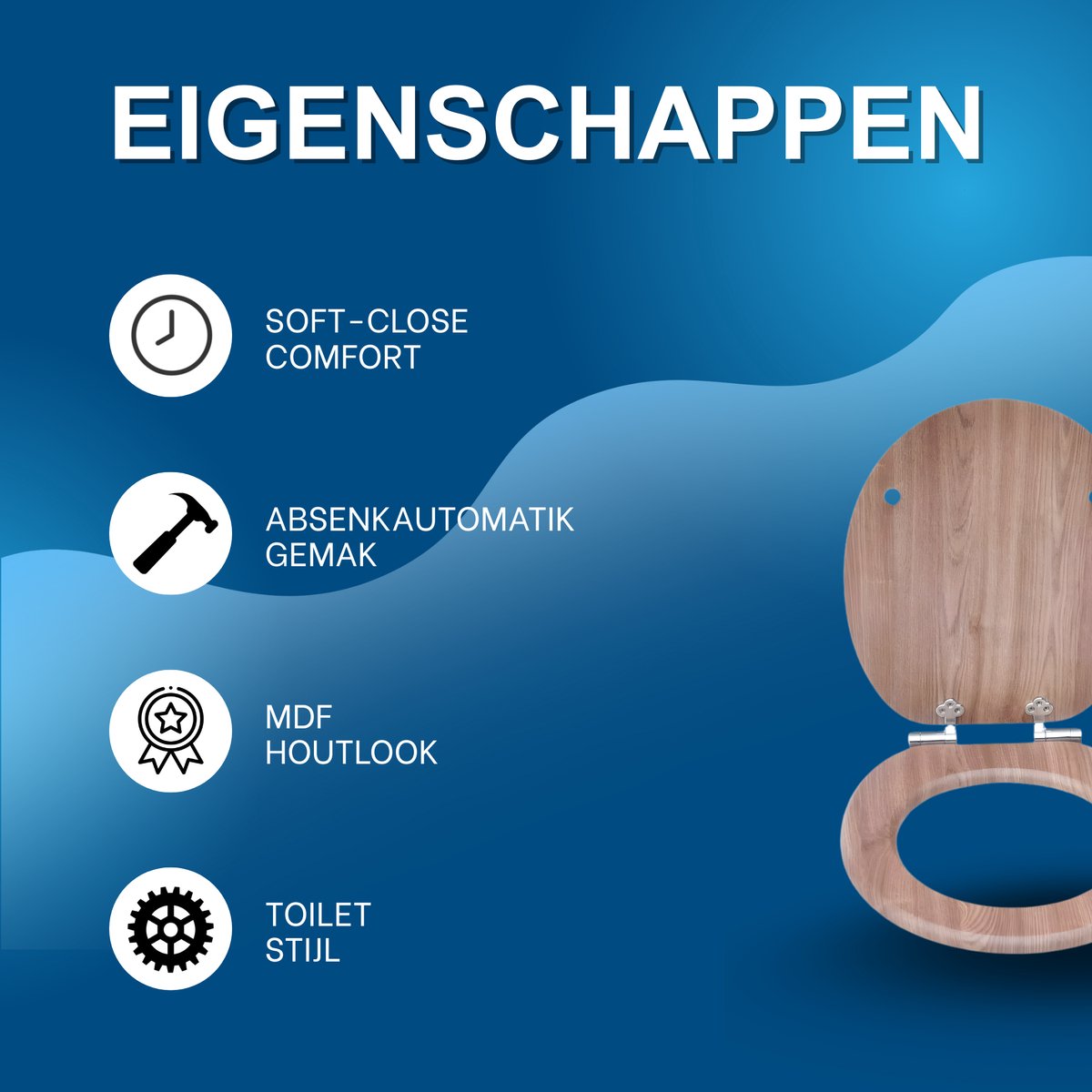 WC-bril - Toiletbril - O-vormig - Soft-Close - Voor Toilet & Badkamer – MDF - Houtlook