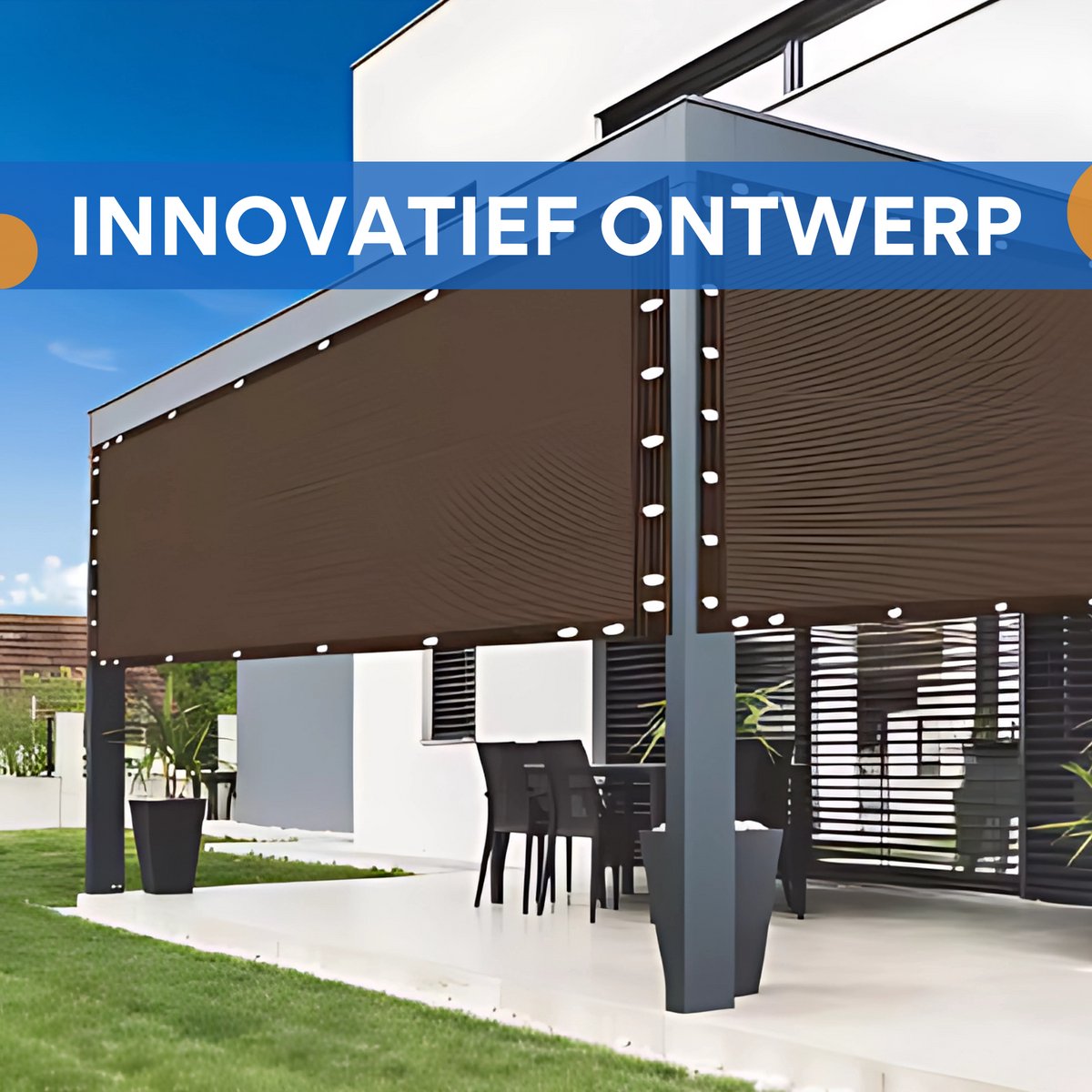Schaduwdoek - Voor Tuin, Pergola of Terras - 90% Zonwerend Privacy Scherm - Ademend Netstof met Grommets - Kleur: Coffee-3X6M