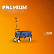 Bolderkar - Blauw - Strandwagen - Opvouwbaar tuinwagen - Met duwstang - Voor buitengebruik - 115 kg capaciteit - All terrain