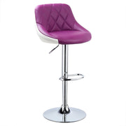 Barkrukken Terra - Met rugleuning - Kunstleer - Set van 2 - Keuken - Barstoelen ergonomisch - Paars - Verstelbaar in hoogte - Zithoogte 60-82cm