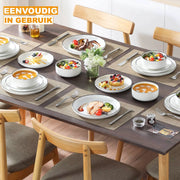 Celestial Serviesset – Dinerborden – 12 persoons – 36 delig – Wit met zwarte rand Keramisch – Ontbijtborden – Stijlvol keramiek