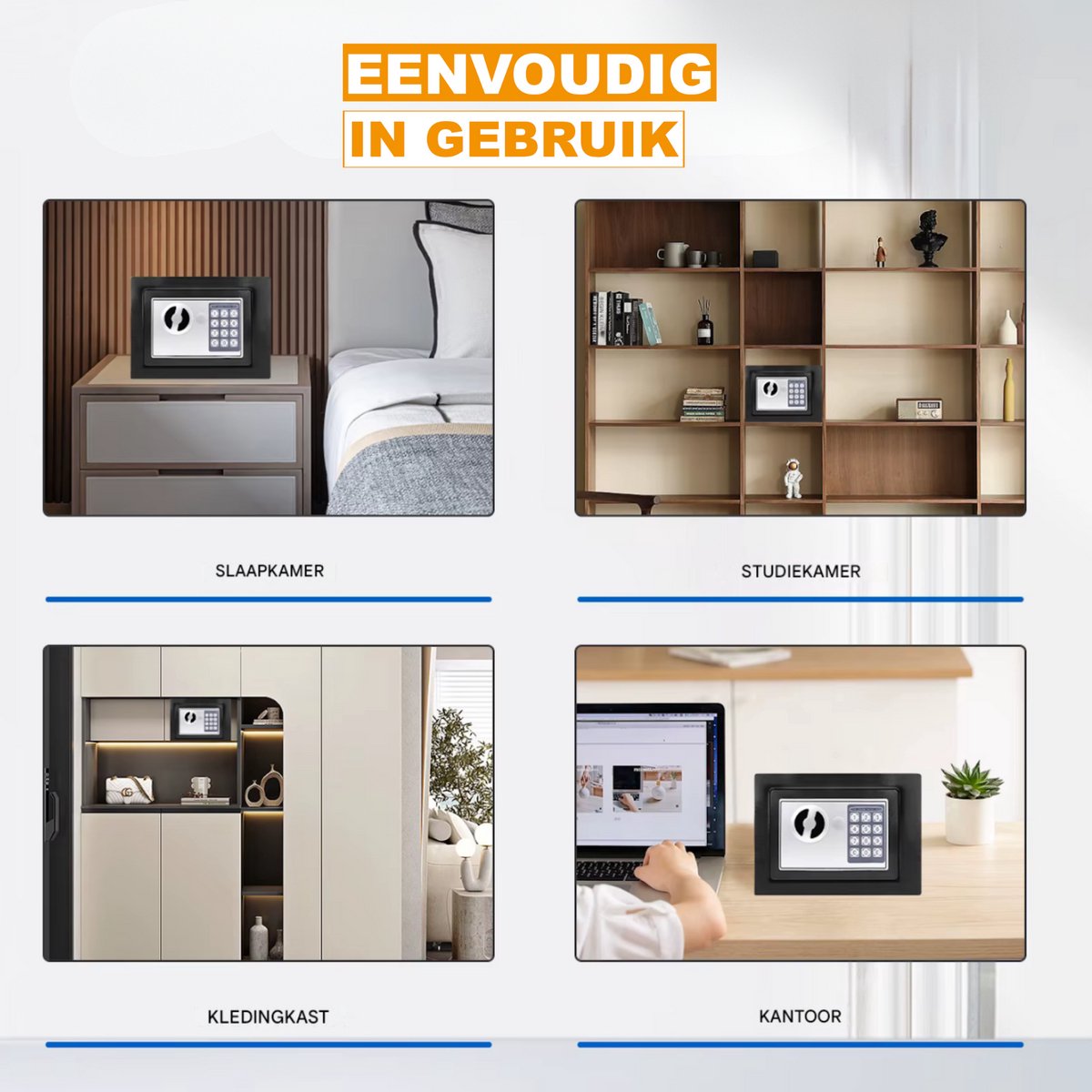 Luxe kluis Vaylen - Brandwerende Waterdichte Veiligheidskluis - 2 Handmatige Override Sleutels - Veiligheidsbox met Dubbel Digitaal Toetsenbord en Sleutel