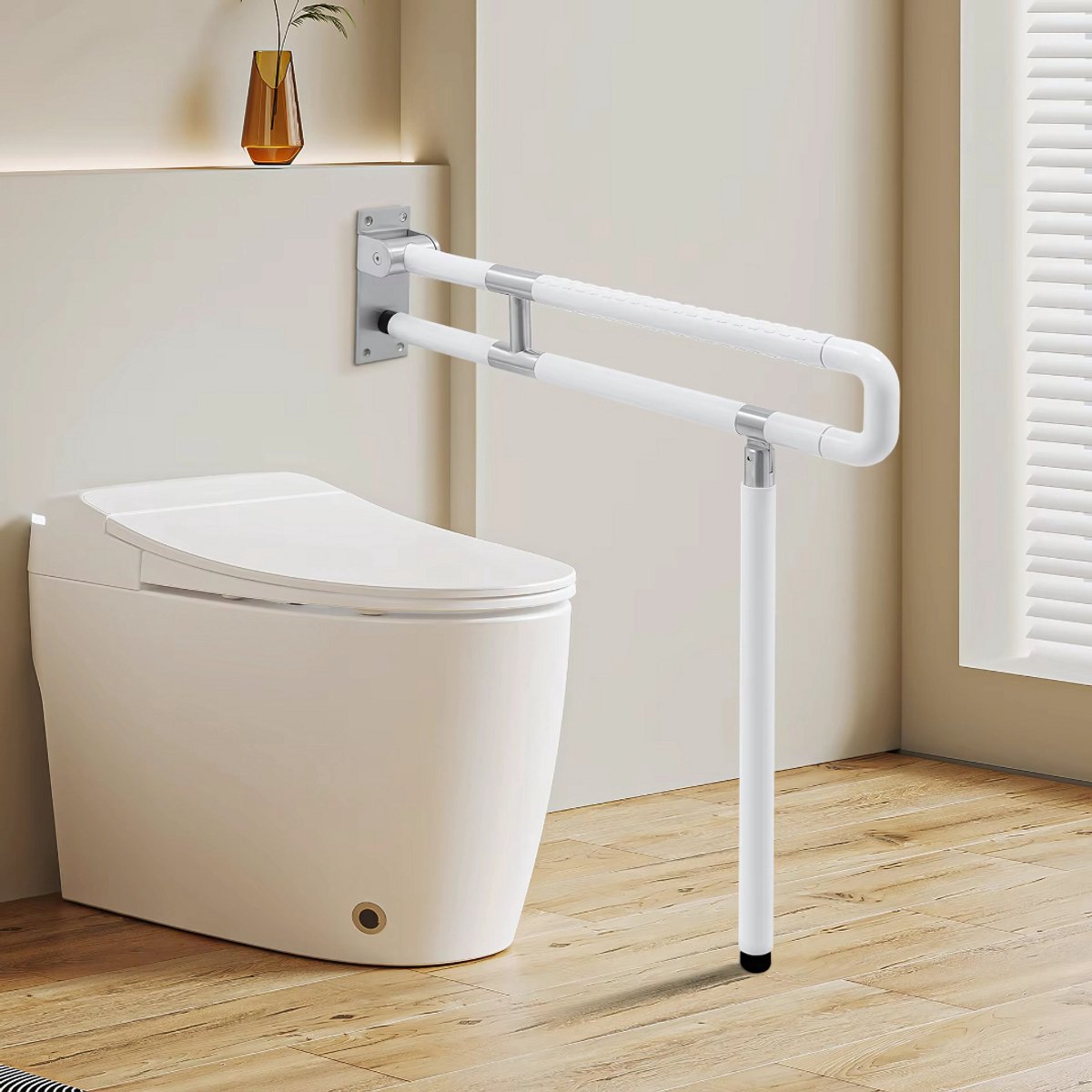 Toilet wandbeugel PRO - Opvouwbaar - Voor badkamer en toilet - Handgreep - 60cm - Steunbeugel met antislip - Ouderen- WC - 70cm