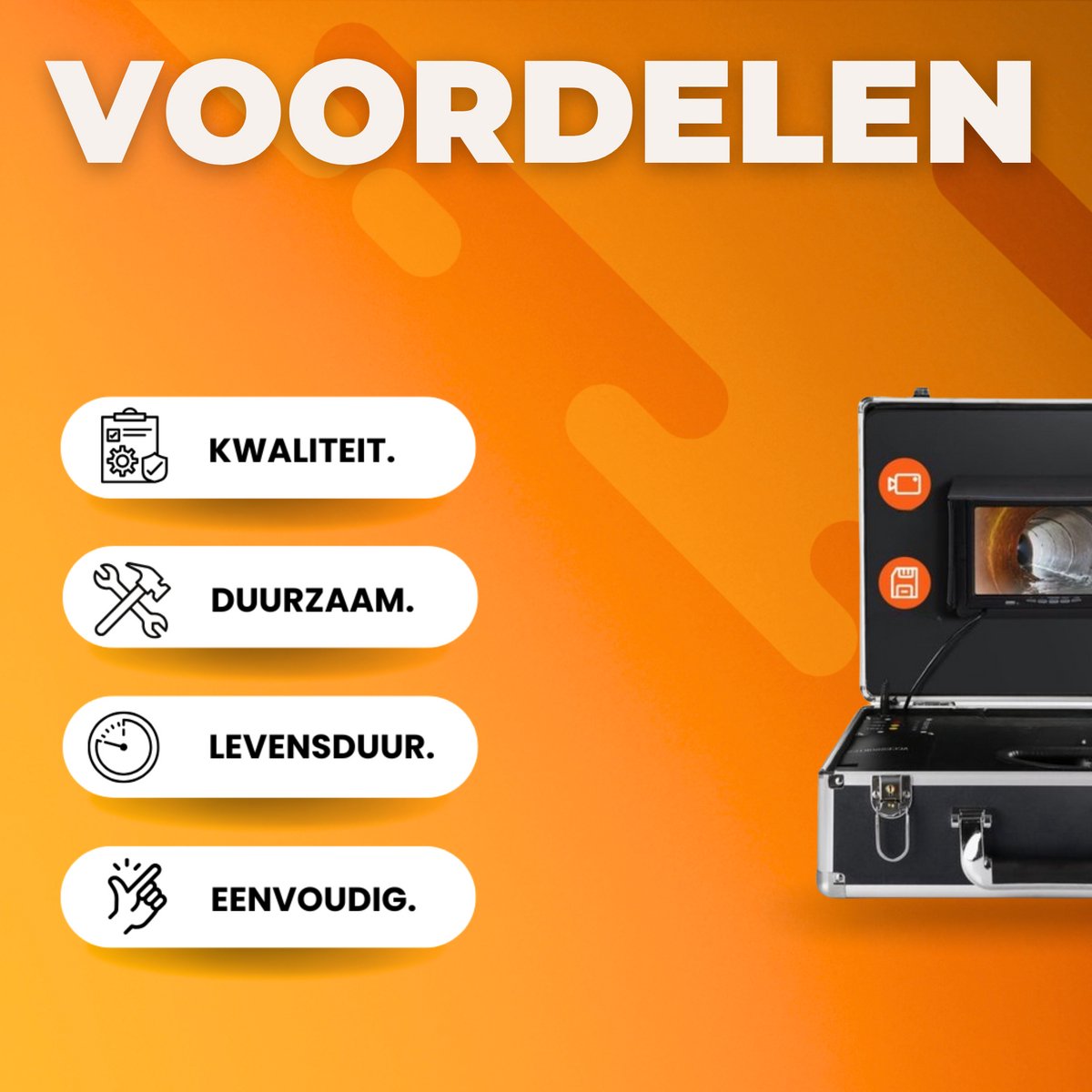 Endoscoop inspectie camera - Met lamp - 40m - Proffesionele Rioolcamera - Inspectiecamera - 6 uur batterij - 1000TVL - Opname functie