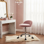 Luxe werkkruk - Op wielen - Roze - Zadelkruk - Kapperskruk - Tabouret draaikruk - Zonder rugleuning - Ergonomisch - Velvet