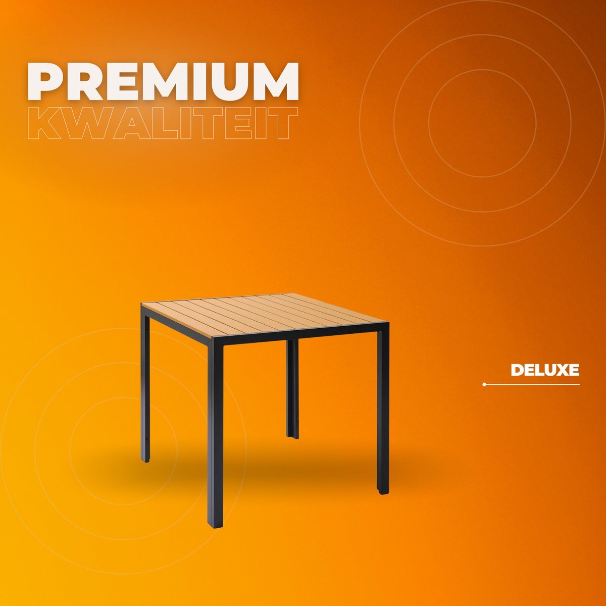 Tuintafel Vaylen - Aluminium - Voor binnen en buiten - Vierkante vijzettafel tuin - Zwart - Bistrotafel - Eettafel - Hitte- en Weerbestendig - Houtlook