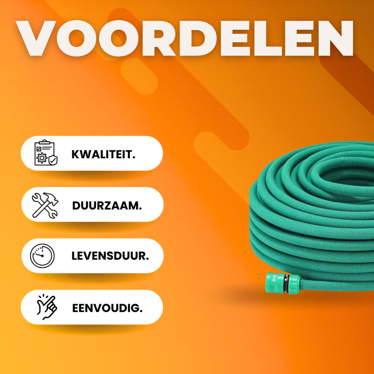 Tuinslang 50m - Waterleiding - Waterverdeler - Rubber - Flexibel - PE groen