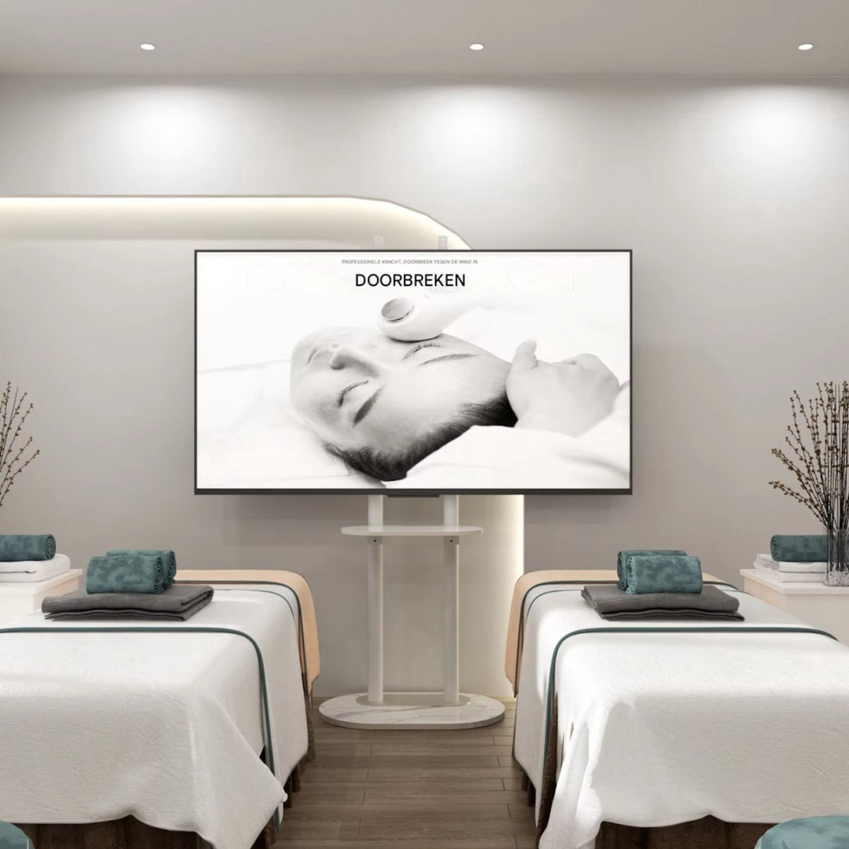TV vloerstandaard Luxe Opulence - 40-75 inch - Wit - Standaard beugel - Staand - Robuust - In hoogte verstelbaar - 40KG