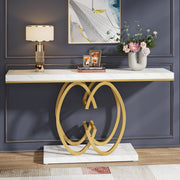 Wandtafel Pero - Haltafel - Dressiortafel - Bijzettafel - Sidetable - Kunstmarmer, goud - 140cm