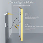 Opulence Wandspiegel - Rechthoekig - Goud - Spiegel met verlichting - Woonkamer of badkamer - 120x60cm