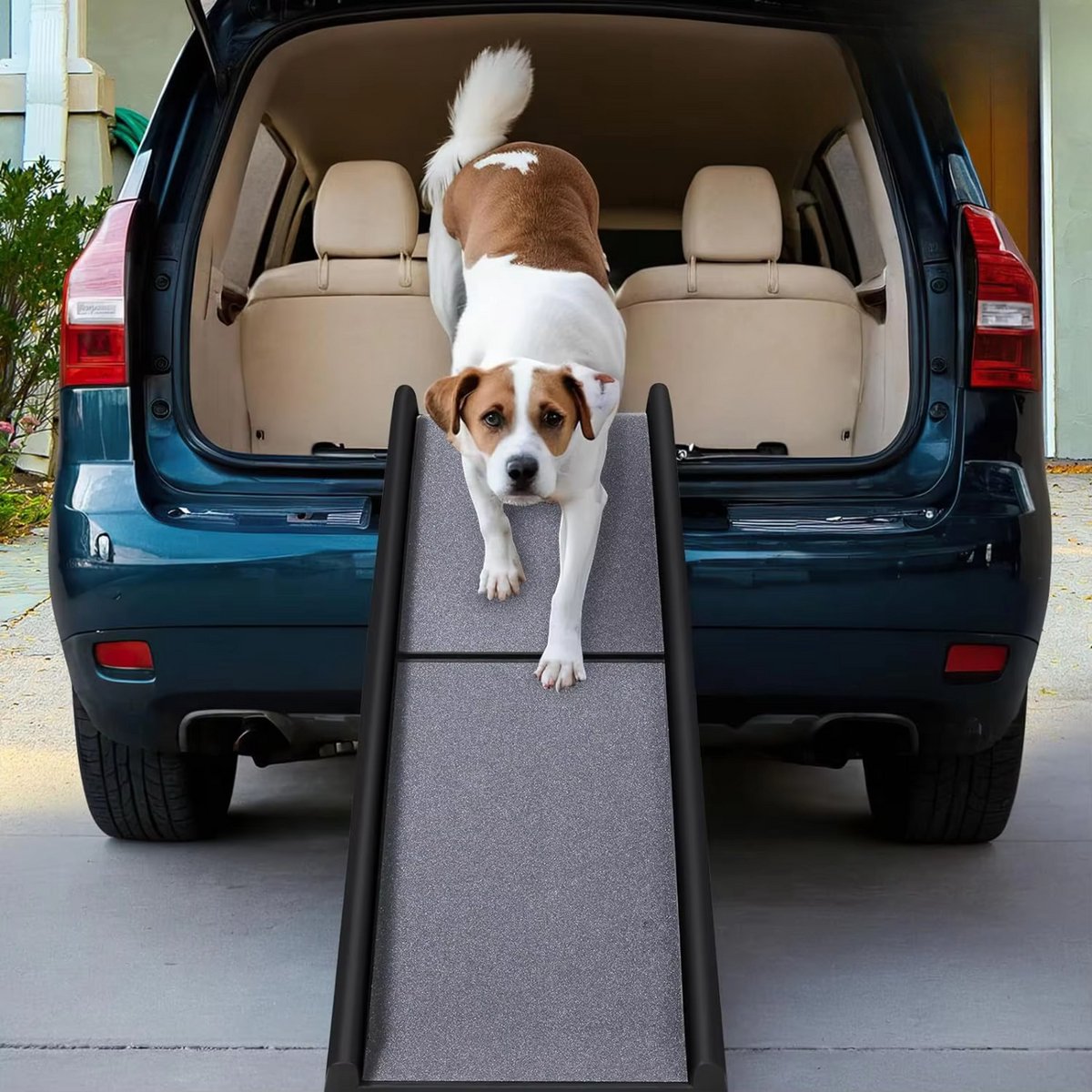 Opvouwbare loopplank - Hondentrap voor honden - Hondenloopplank - Draagbaar voor Honden tot 90 kg - Inklapbaar - Voor Auto's, Vrachtwagens en SUV's - 156cm - Grijs