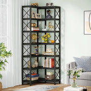Boekenkast met 7 Lagen - Hoekkast - Zwart - Hoekrek - Voor Woonkamer, Slaapkamer of Kantoor