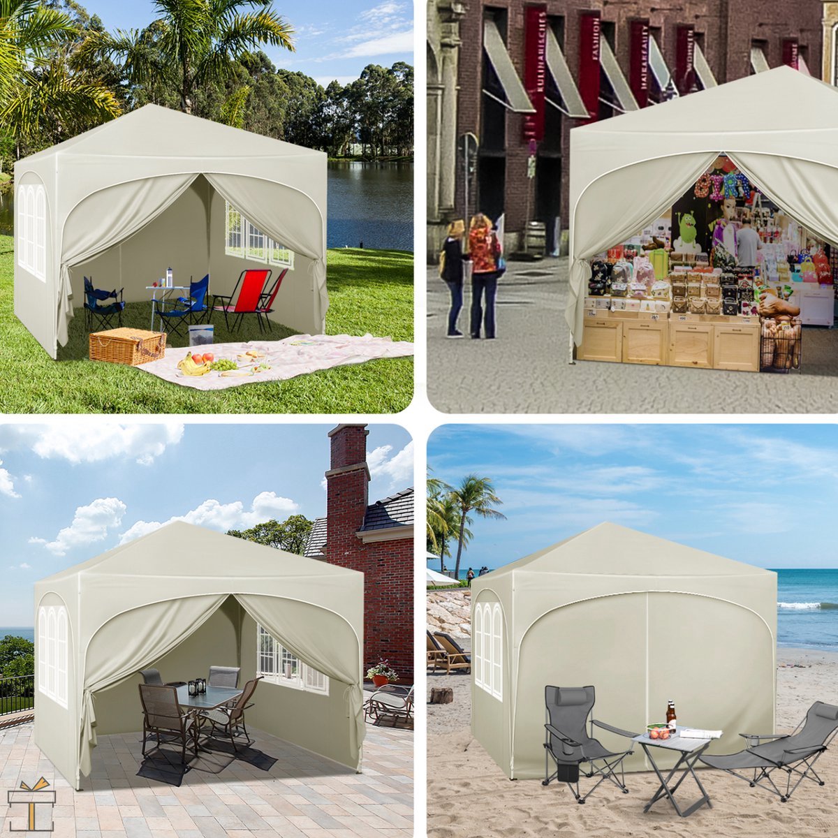 Bolt Edge Partytent - Beige - Easy up - Opvouwbaar - Waterdicht - 3x3m