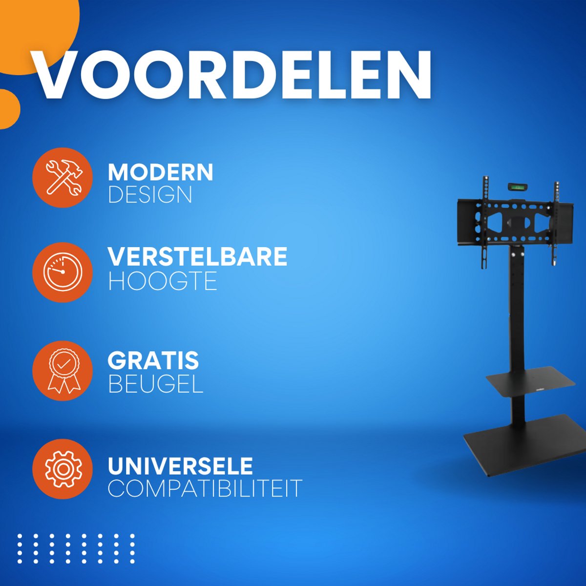 TV vloerstandaard verrijdbaar - Universeel - Voor 32"-65" inch - Standaard - In hoogte Verstelbaar - Zwart